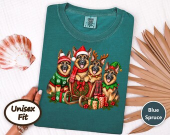 German Shepherd Christmas Shirt, Holiday Dog Lover Gift, Festive Gsd Mom Sweatshirt, Christmas Pet Tee, German Shepherd Owner Present