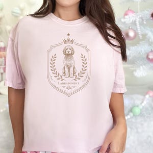 Comfort Colors Labradoodle Dog Gift, Royal Crest Shirt, Doodle Mom Apparel, Regal Pet Portrait, Tee, Dog Shirt for Women, Regal Pet Art image 6