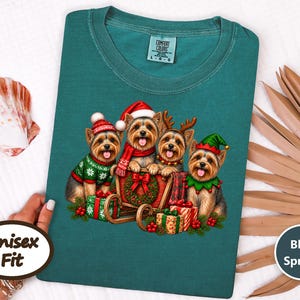 Yorkie Christmas Shirt, Yorkie Mom Gift, Holiday Dog Shirt, Festive Puppy Top, Dog Lover Gift image 7