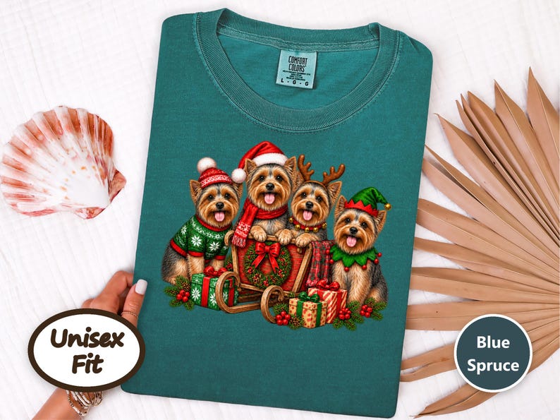 Yorkie Christmas Shirt, Yorkie Mom Gift, Holiday Dog Shirt, Festive Puppy Top, Dog Lover Gift image 7
