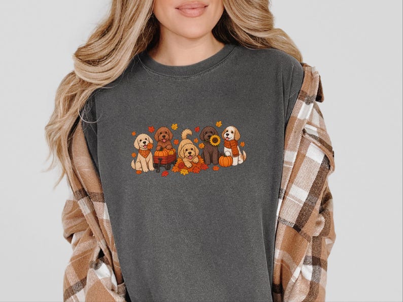 Cavapoo Shirt, Cavapoo Mom Gift, Fall Dog Shirt, Pumpkin Patch Dog Tee, Autumn Dog Lover Sweatshirt, Puppy Owner Gift image 3