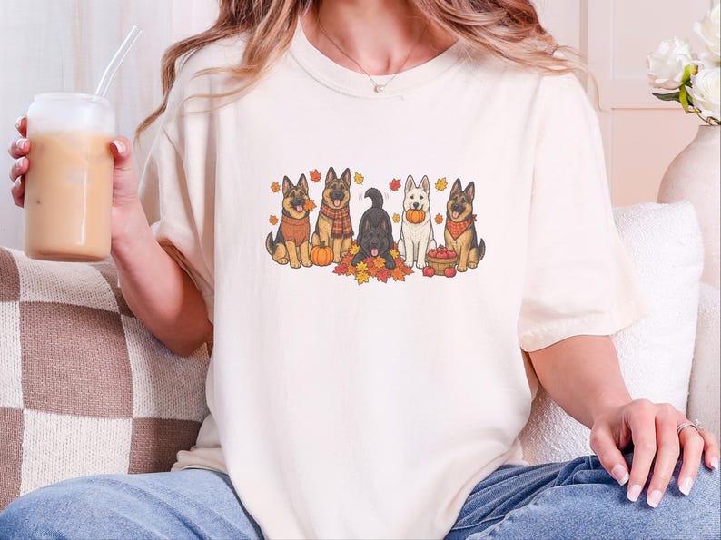 Fall German Shepherd Shirt, German Shepherd Mom Gift, Autumn Dog Lover Tee, Gsd Sweatshirt, Pumpkin Season Hoodie image 10