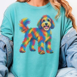 Sheepadoodle Shirt, Sheepadoodle Gift, Colorful Dog Art, Sheepadoodle Mom, Scribble Print, Pet Portrait Tee, Dog Lover Shirt image 2