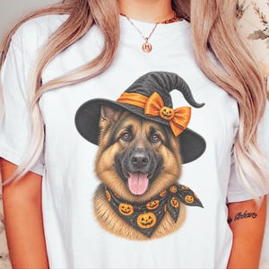 German Shepherd Halloween Shirt, Dog Mom Gift, Witch Dog Shirt, GSD Fall Tee, Spooky Dog Mom, Halloween Pet Lover image 6
