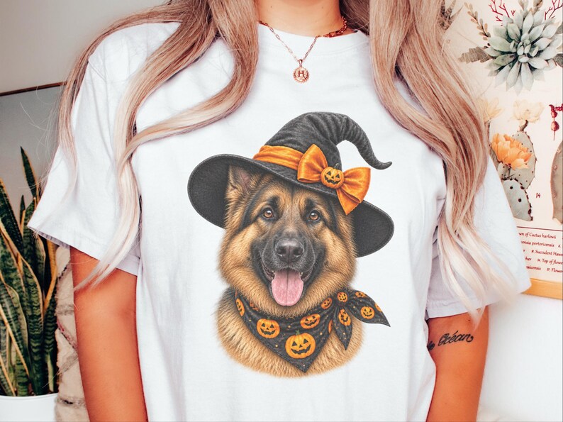 German Shepherd Halloween Shirt, Dog Mom Gift, Witch Dog Shirt, GSD Fall Tee, Spooky Dog Mom, Halloween Pet Lover image 6