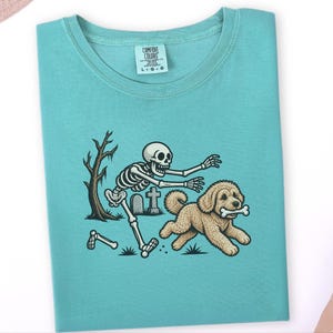 Maltipoo Halloween Shirt, Skeleton Dog Shirt, Funny Skeleton Art Tee, Spooky Dog Lover Gift, Vintage Halloween Dog Owner Apparel image 9