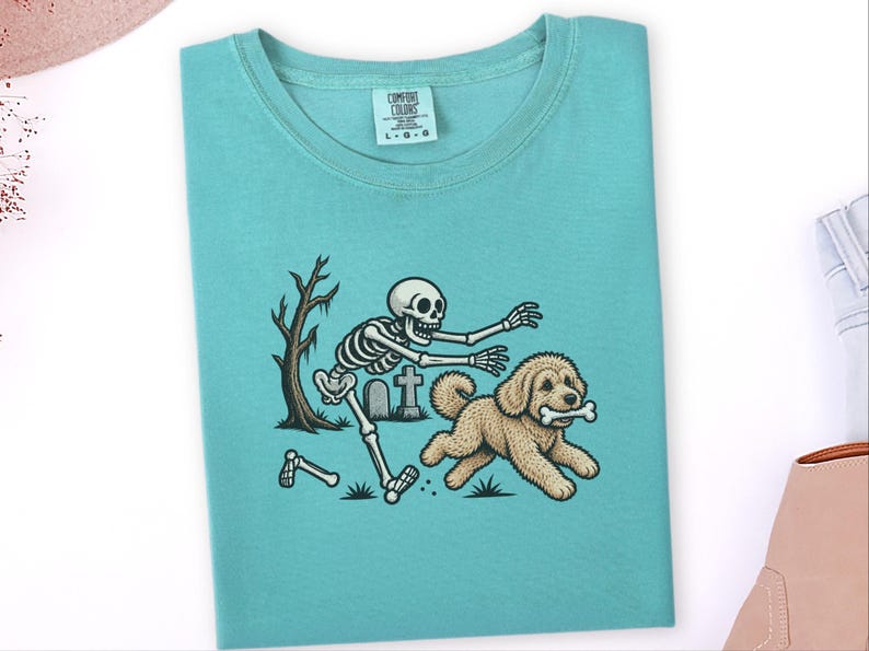 Maltipoo Halloween Shirt, Skeleton Dog Shirt, Funny Skeleton Art Tee, Spooky Dog Lover Gift, Vintage Halloween Dog Owner Apparel image 9