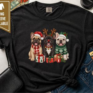 Christmas French Bulldog Shirt, Frenchie Christmas Gift, Holiday Dog Sweatshirt, Festive Pet Lover Tee, Cute Puppy Christmas Apparel image 4