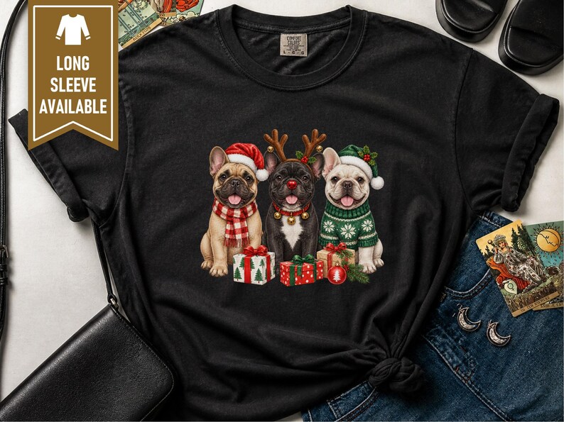 Christmas French Bulldog Shirt, Frenchie Christmas Gift, Holiday Dog Sweatshirt, Festive Pet Lover Tee, Cute Puppy Christmas Apparel image 4