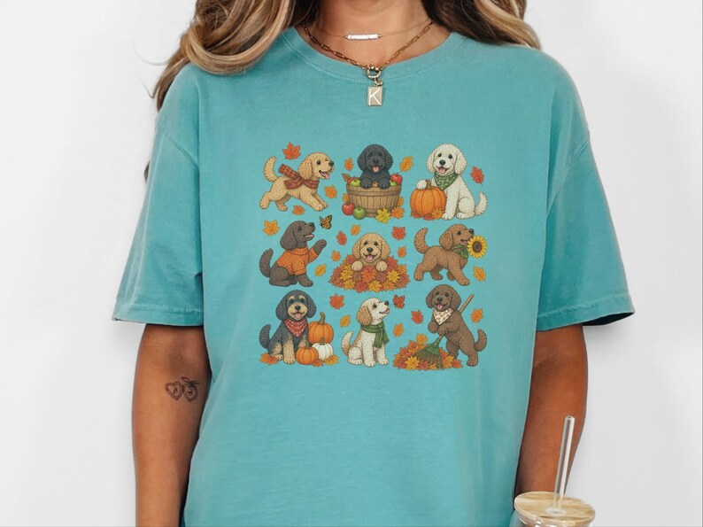 Cockapoo Fall Shirt, Pumpkin Dog Gift, Autumn Puppy Tee, Doodle Dog Lover Shirt, Fall Pet Owner Shirt image 5