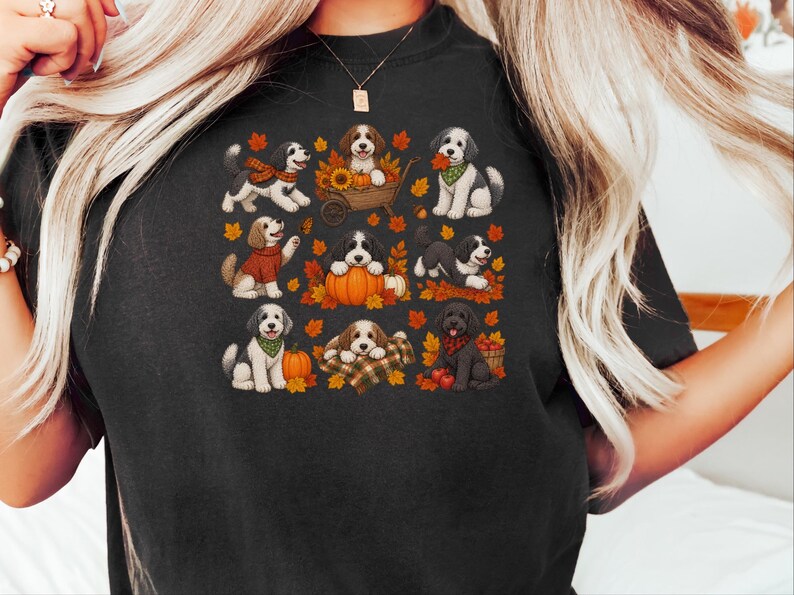 Sheepadoodle Fall Sweatshirt, Autumn Dog Shirt, Sheepadoodle Mom Gift, Doodle Dog Lover Shirt, Pumpkin Spice Tee image 5