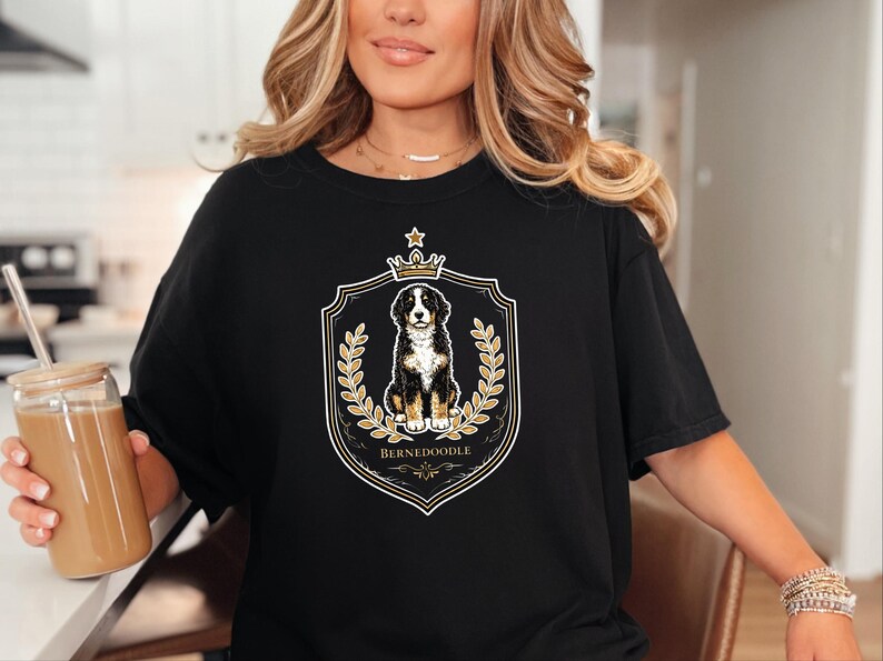 Comfort Colors Bernedoodle Tee Royal Crest Dog Art, Doodle Dog Owner Shirt, Bernedoodle Mom Dad Gift, Canine Lover Tee, Doodle Dog Gift image 10