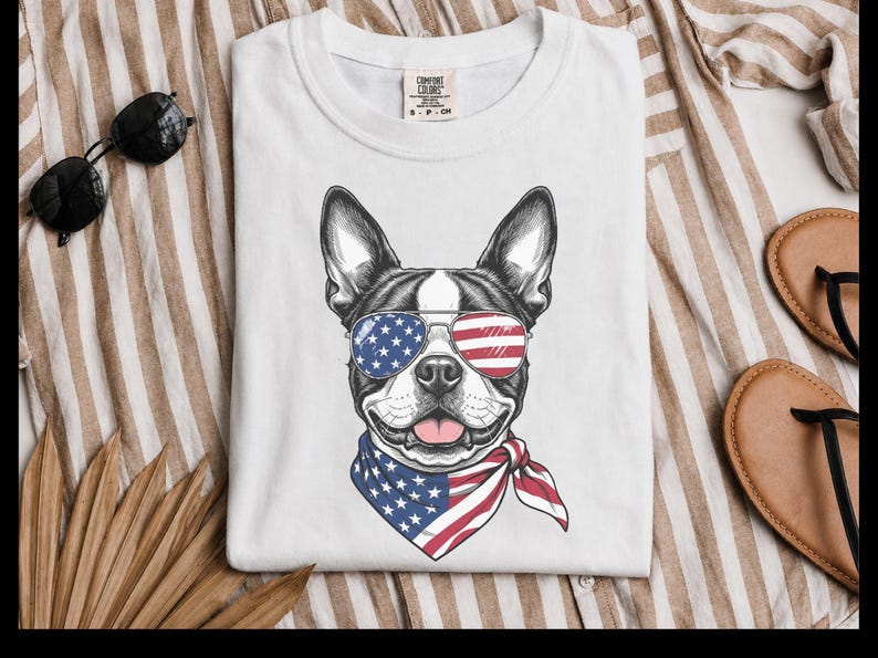 Comfort Colors Patriotic Boston Terrier Sunglasses image 4