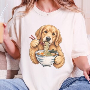 Golden Retriever-tröja, Ramen-älskare, rolig hundtröja, japansk matkonst, nudelälskare-t-shirt, Golden Mom-present bild 1