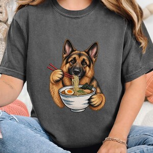 German Shepherd Ramen Shirt, Ramen Lover Gift, Funny Dog Tee, Japanese Food Shirt, Shepherd Dog Lover Gift, Noodle Lover Sweatshirt image 2