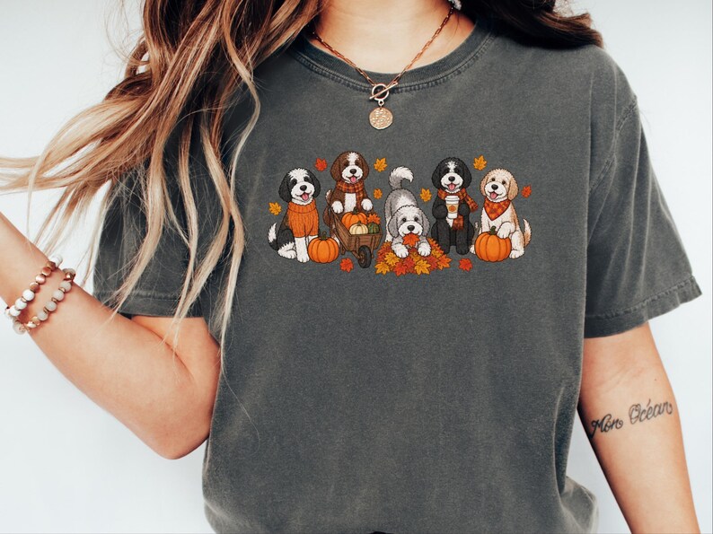 Camiseta de otoño para Sheepadoodle, Camiseta de otoño para perros, Regalo para amantes de los perros, Camiseta de otoño para mamás de perros, Mamá de Sheepadoodle, Camiseta acogedora de otoño imagen 10