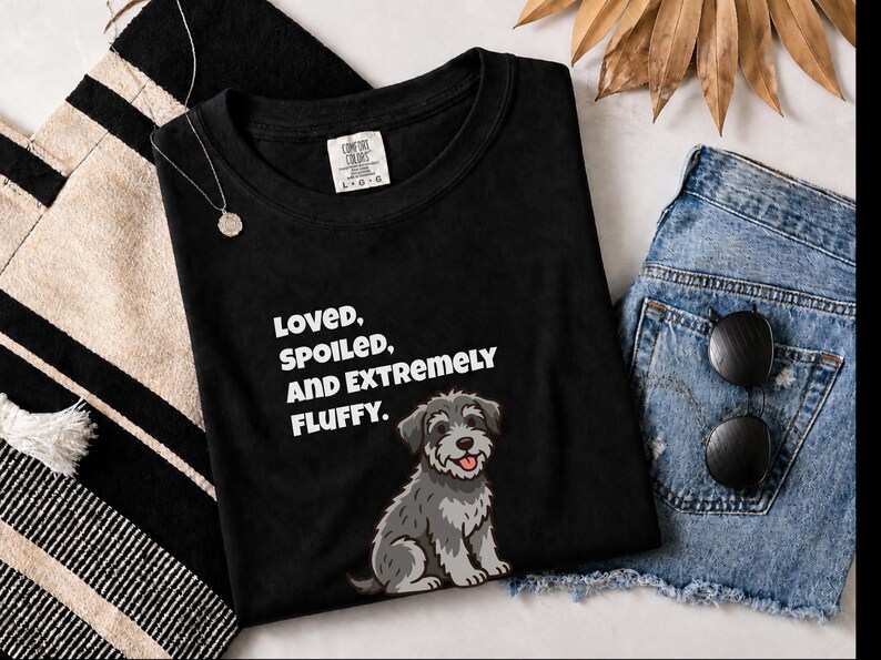 Comfort Colors Schnoodle Lover Crewneck Sweatshirt, Loved, Spoiled, and Extremely Fluffy Dog Mom Tee, Schnoodle Dad Cross-Breed Doodle Dog image 10