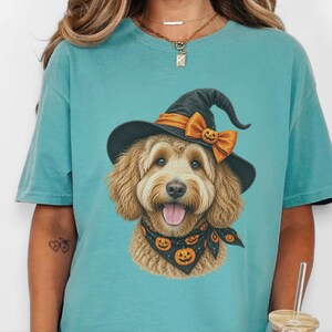 Halloween Dog Shirt, Goldendoodle Gift, Doodle Mom Gift, Witch Dog Shirt, Spooky Dog Lover, Fall Pet Sweatshirt image 8