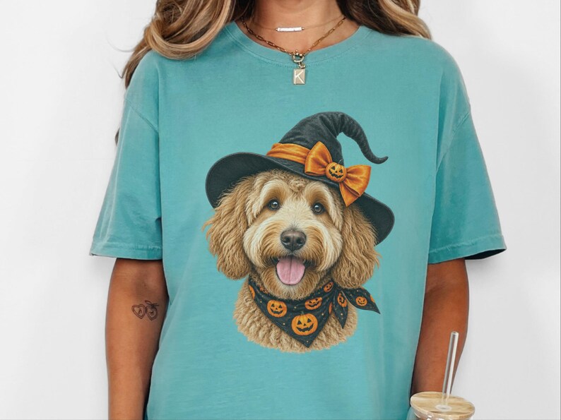 Halloween Dog Shirt, Goldendoodle Gift, Doodle Mom Gift, Witch Dog Shirt, Spooky Dog Lover, Fall Pet Sweatshirt image 8