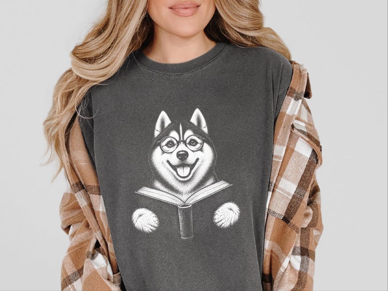 Husky Reading Shirt, Husky Dog Gift, Bookish Dog Tee, Dog Reading Shirt, Husky Mom Gift image 6