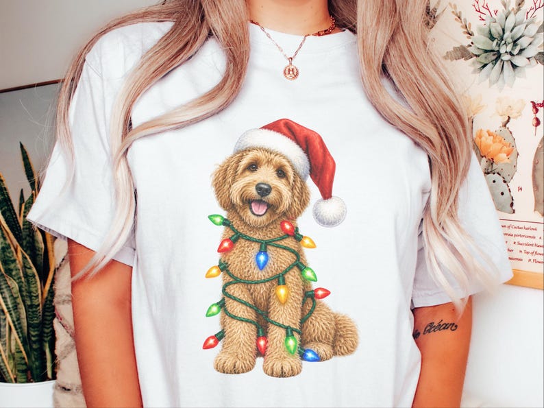 Labradoodle Christmas Shirt, Holiday Pet Shirt, Christmas Dog Mom, Labradoodle Gift, Christmas Lights Tee, Dog Lover Christmas Gift image 7