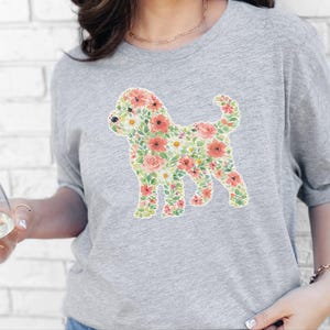 Cockapoo Silhouette Sweatshirt, Floral Dog Print Tee, Botanical Puppy Nursery Art, Cockapoo Floral Silhouette image 4