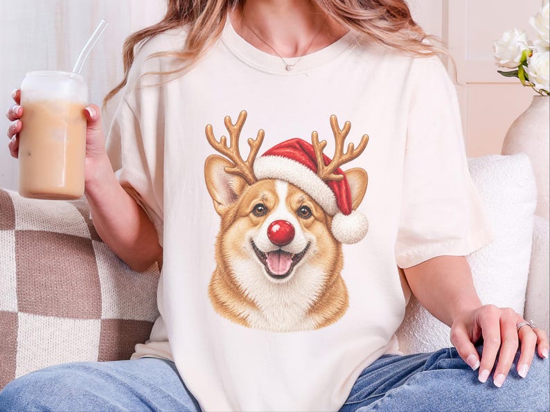 Sudadera navideña de Corgi, camiseta festiva navideña para perros, regalo navideño para dueños de perros, sudadera de cuello redondo para mamás de Corgi imagen 10