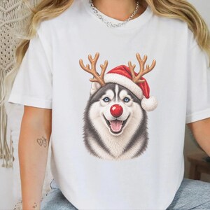 Husky Christmas Shirt, Christmas Dog Sweatshirt, Husky Lover Gift, Santa Paws Holiday Tee, Siberian Husky Mom Shirt image 8