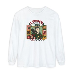 Christmas Cat Shirt, Tuxedo Cat Christmas Gift, Funny Cat Christmas Tree Tee, I Tipped The Tree Holiday Shirt, Cat Mom Shirt Gift image 14