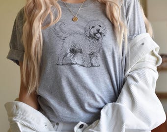 Golden Doodle Shirt and Canine Gift, Golden Doodle Sketch Custom Pet Art, Dog Mama Dad Apparel, Labradoodle Lover., Goldendoodle Shirt