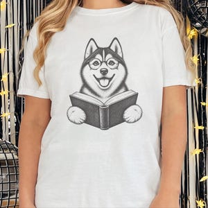 Husky Reading Shirt, Husky Dog Gift, Bookish Dog Tee, Dog Reading Shirt, Husky Mom Gift image 5