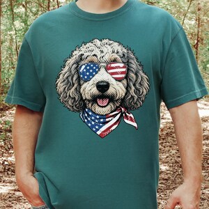 Comfort Colors Sheepadoodle Patriotic Sweatshirt, Independence Day Goldendoodle Sweatshirt, Fourth of July Sheepadoodle Shirt immagine 6