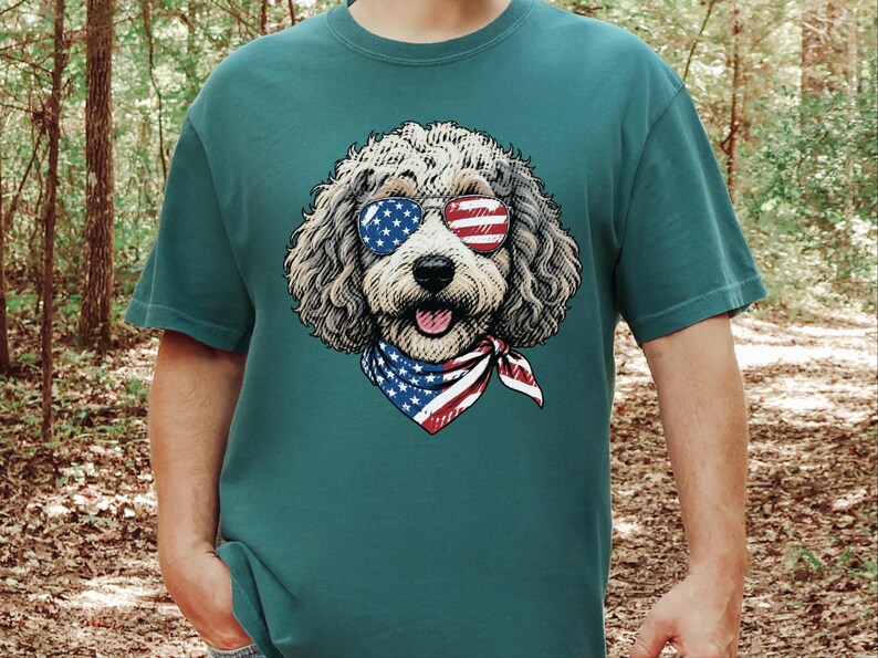 Comfort Colors Sheepadoodle Patriotic Sweatshirt, Independence Day Goldendoodle Sweatshirt, Fourth of July Sheepadoodle Shirt immagine 6