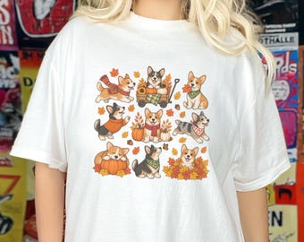 Autumn Corgi Shirt, Corgi Dog Gift, Fall Dog Mom Sweatshirt, Pumpkin Patch Tee, Corgi Lover Gift