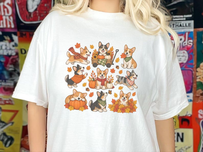 Autumn Corgi Shirt, Corgi Dog Gift, Fall Dog Mom Sweatshirt, Pumpkin Patch Tee, Corgi Lover Gift image 1