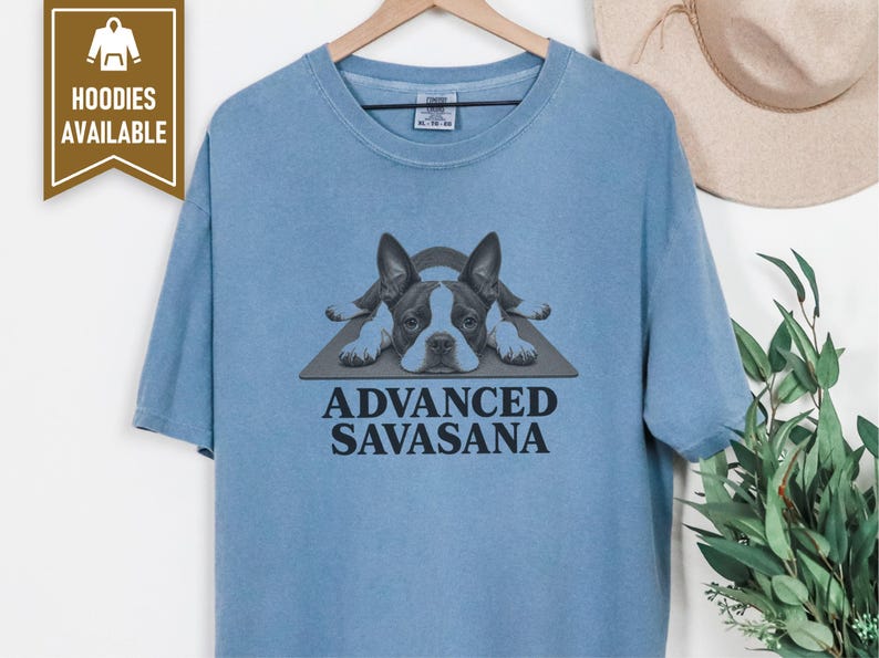 Boston Terrier Shirt, Advanced Savasana Yoga Gift, Funny Dog Lover Tee, Meditation Humorous Sweatshirt, Yogi Exercise Present Bild 5
