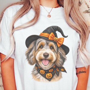 Witch Dog Shirt, Aussiedoodle Shirt, Doodle Mom Halloween Gift, Spooky Dog Lover Tee, Halloween Dog Shirt image 5