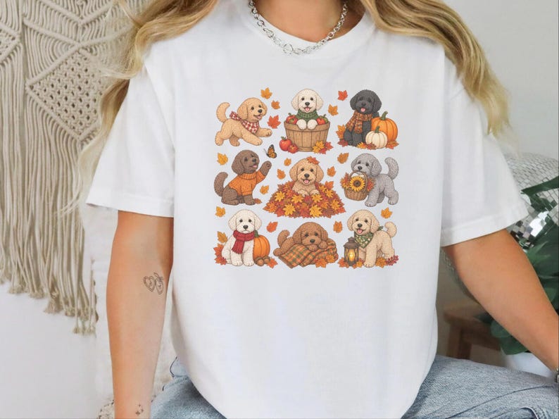 Maltipoo Fall Shirt, Fall Dog Lover Gift, Autumn Puppy Tee, Cozy Fall Dog Shirt, Maltipoo Mom Shirt image 3