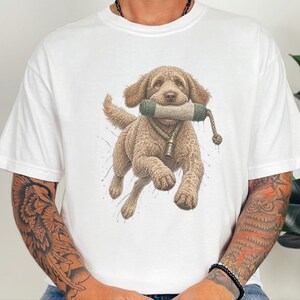 Labradoodle Shirt, Labradoodle Gift, Waterfowl Hunter, Hunting Dog Art, Outdoor Enthusiast, Duck Hunting Tee, Doodle Dog Dad Gift image 2