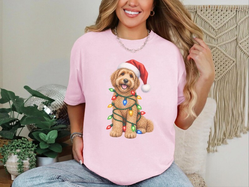 Labradoodle Christmas Shirt, Holiday Pet Shirt, Christmas Dog Mom, Labradoodle Gift, Christmas Lights Tee, Dog Lover Christmas Gift image 4