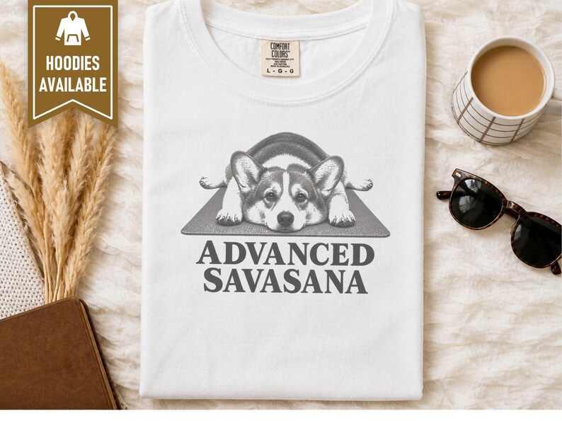 Corgi Shirt, Corgi Mom Gift, Advanced Savasana Yoga Tee, Funny Dog Lover Shirt, Yoga Meditation Shirt, Pembroke Welsh Corgi Gift image 8