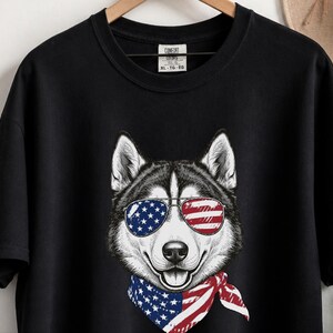 Comfort Colors Patriotic Husky Dog Shirt, Funny 4th of July Siberian Husky Tee, American Flag USA Dog Mom Shirt, Independence Day Siberian image 6