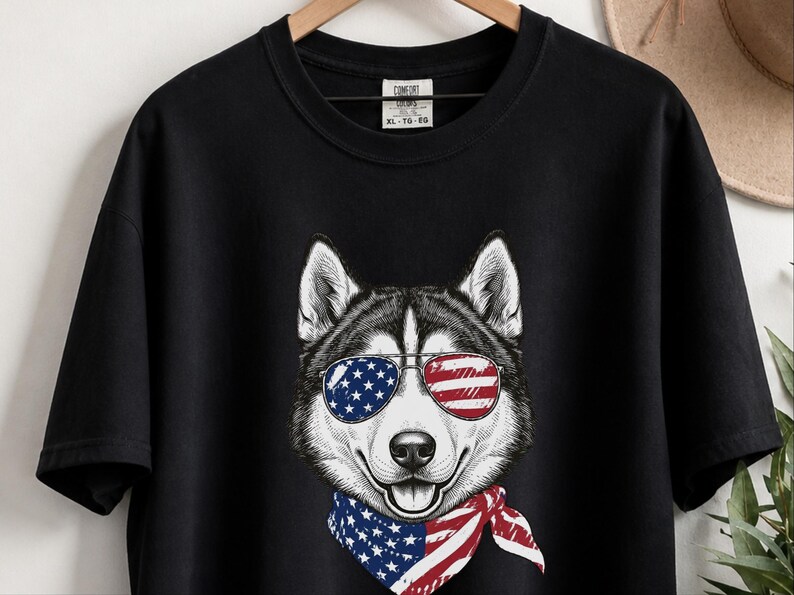 Comfort Colors Patriotic Husky Dog Shirt, Funny 4th of July Siberian Husky Tee, American Flag USA Dog Mom Shirt, Independence Day Siberian image 6