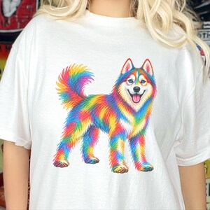 Husky Dog Shirt, Siberian Husky Gift, Colorful Dog Art, Husky Mom Gift, Dog Lover Tee image 6