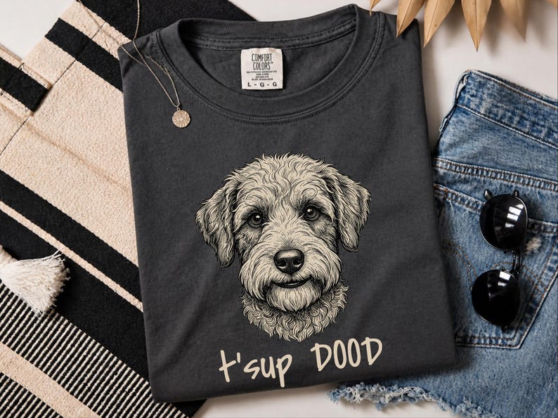 Comfort Colors Schnoodle Lover Sweatshirt | T'sup Dood Goldendoodle Dad Sweatshirt | Scruffy Labradoodle Owner T-Shirt, Doodle Dog Gift imagen 4