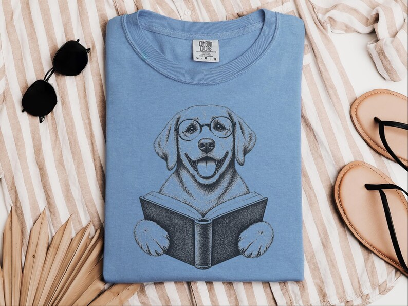Reading Dog Shirt, Bookish Dog Tee, Lab Lover Gift, Dog Owner Gift, Library Shirt, Book Lover Shirt, Dog Mom Gift image 2