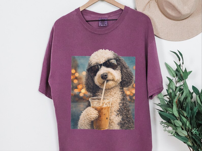 Comfort Colors Silly Dog Shirt, Iced Coffee Girly Tee, Sheepadoodle Cool Dog Mom Graphic Shirt, Coffee Lover Gift for Her, Dog Shirt Women image 9