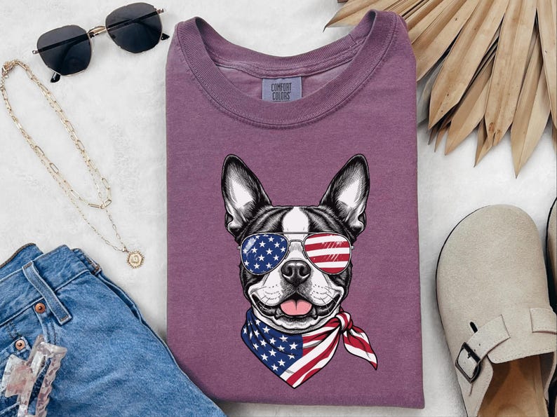 Comfort Colors Patriotic Boston Terrier Sunglasses image 6