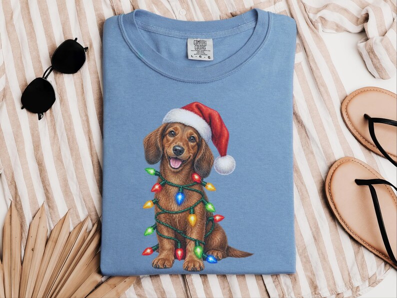 Christmas Dachshund Shirt, Dog Christmas Gift, Dachshund Xmas Sweatshirt, Holiday Dog Tee, Doxie Lover Present image 4