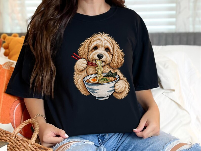 Maltipoo Ramen Shirt, Ramen Lover Gift, Foodie Dog T Shirt, Noodle Lover Tee, Japanese Food Shirt image 3